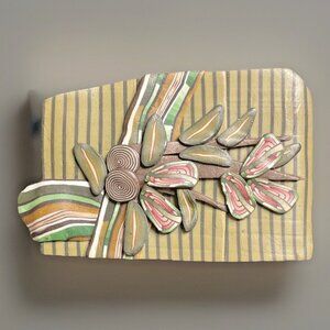 Vintage Artisan Signed BABS Brooch Multicolor Polymer Clay Abstract 1994 Oddity